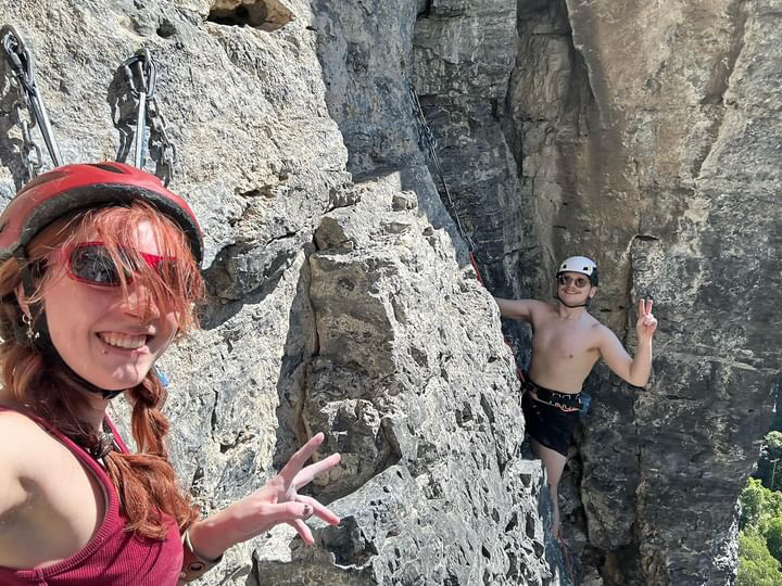 Sabey and Nate selfie on the wall at Hard Rock.
