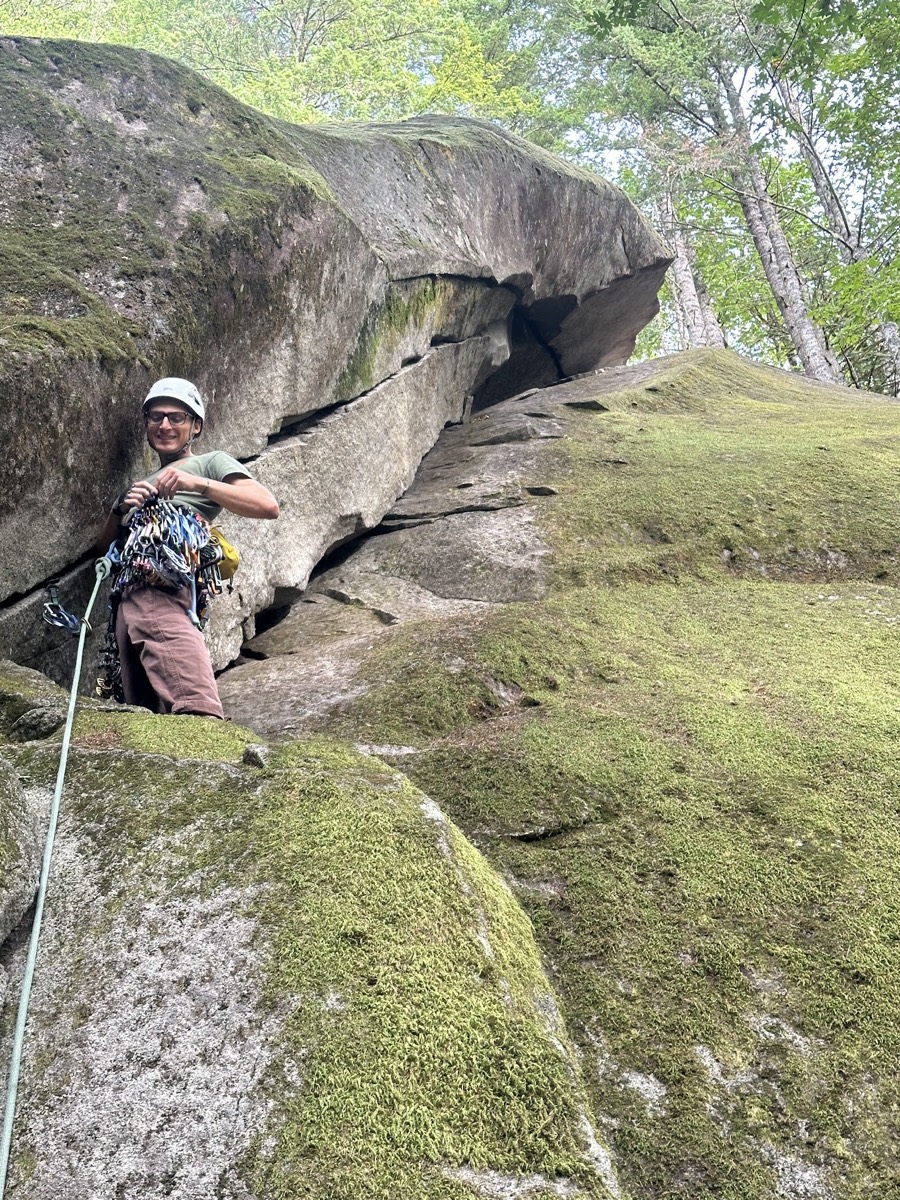 Traeger onsight of Leeper's Z Corner (5.7+ Trad). Index.