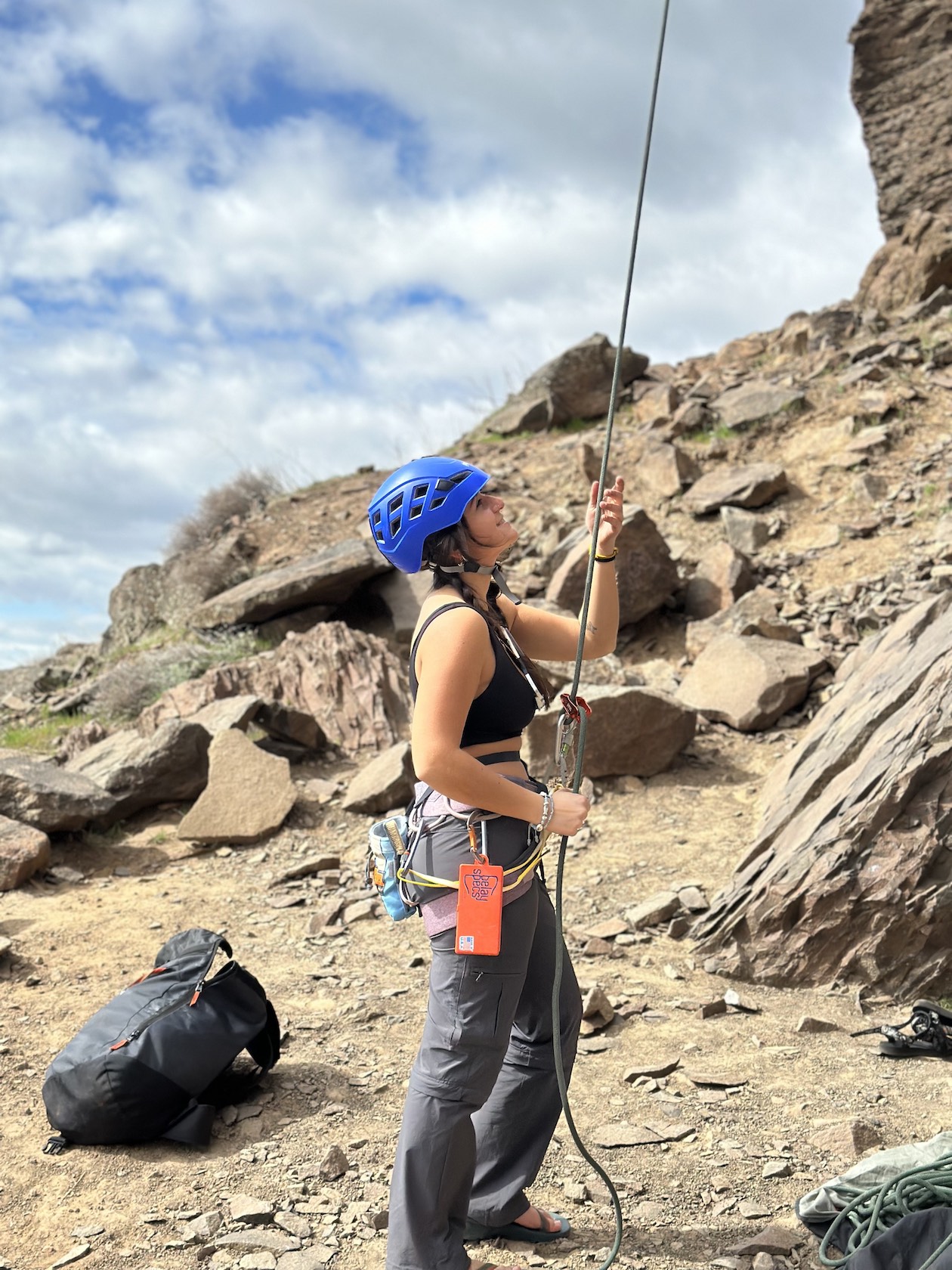 Kate belaying in Vantage.